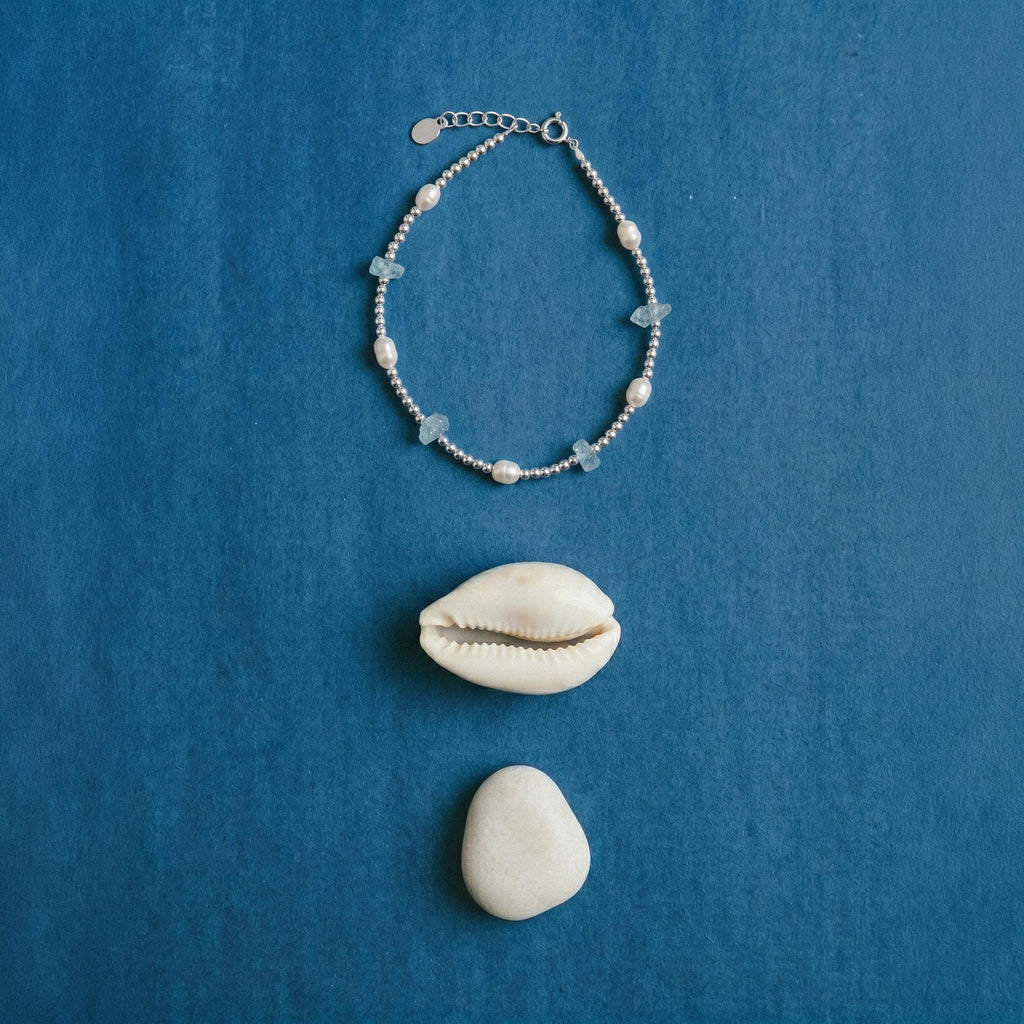 Aquamarine & Freshwater Pearl Beaded Bracelet