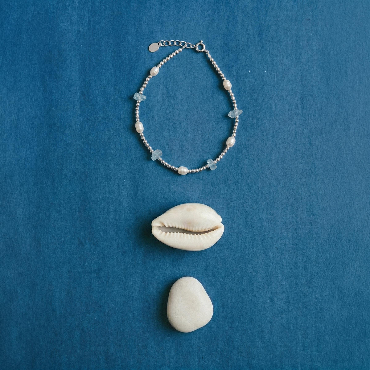 Aquamarine & Freshwater Pearl Beaded Bracelet