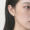 Double CZ Teardrop Stud Earrings